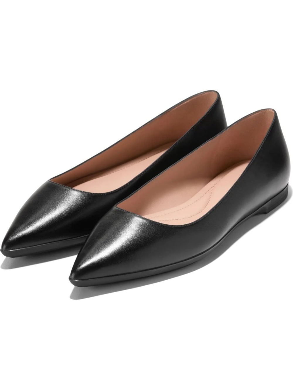 Cole Haan Grand Ambition Angelina Black Leather Pointed Toe Flats EUC